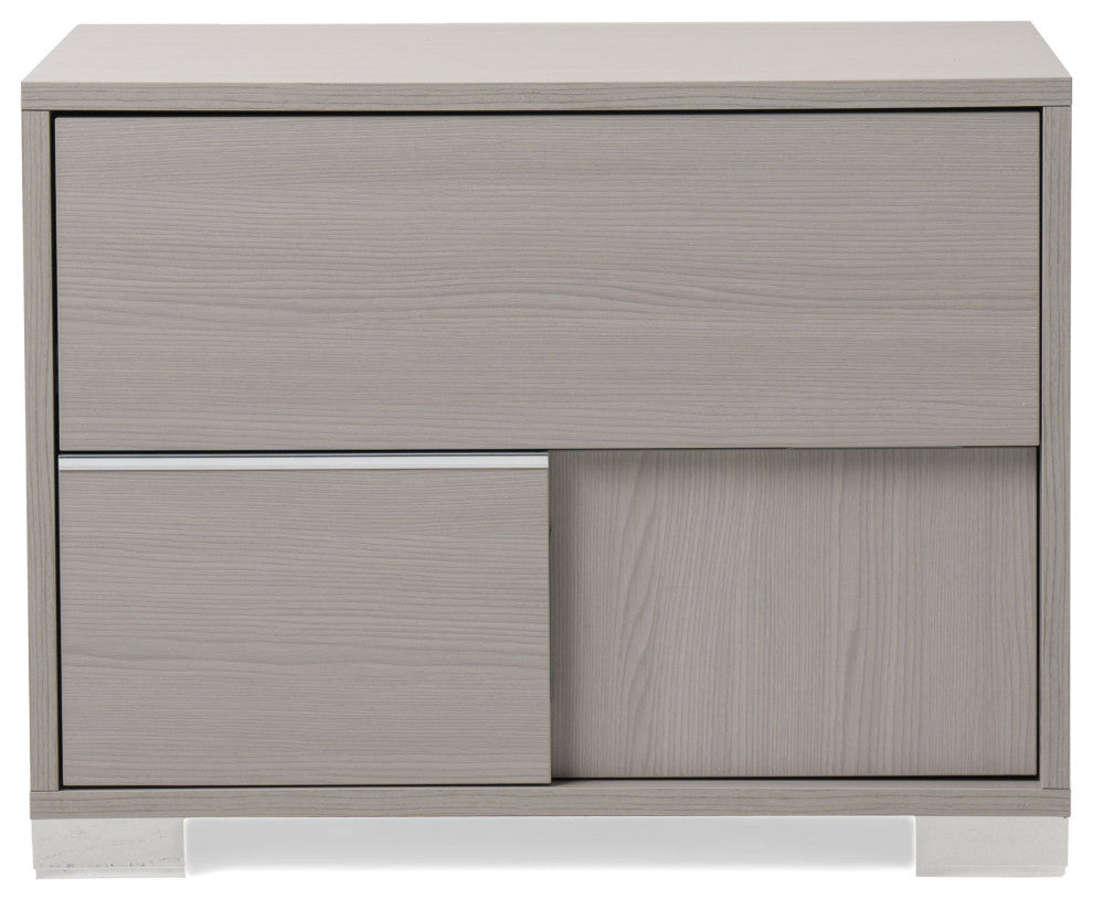 Modrest Ethan Italian Modern Gray Nightstand, Left