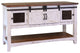 Greenview White Solid Pine Sofa Table, 2 Sliding Doors