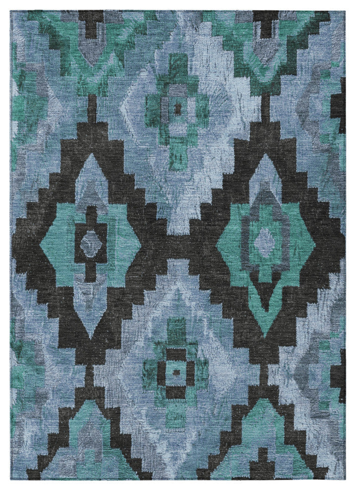 Machine Washable Indoor/Outdoor Chantille ACN1894 Teal 9' x 12' Rug
