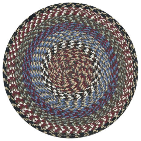 Burgundy/Blue/Gray Round Chair Pad, 15"x15"