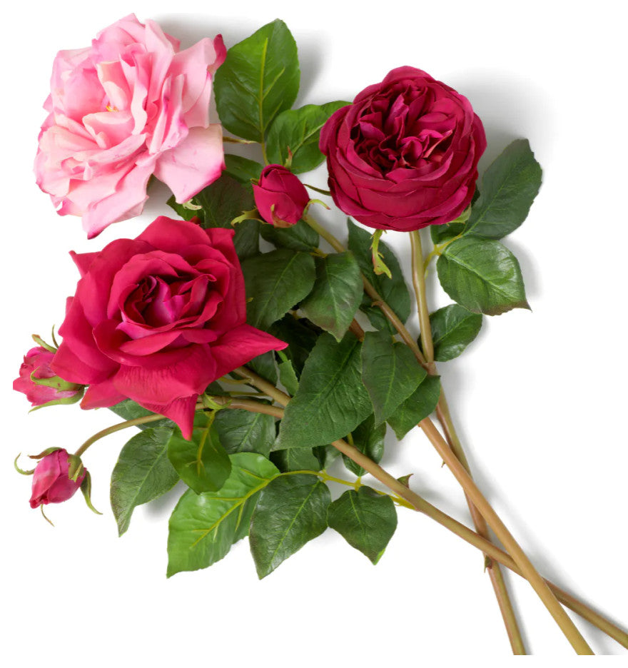 Three-Toned Artificial Flowers Bouquet, 72-Pieces, Eichholtz Roses, Pink Red