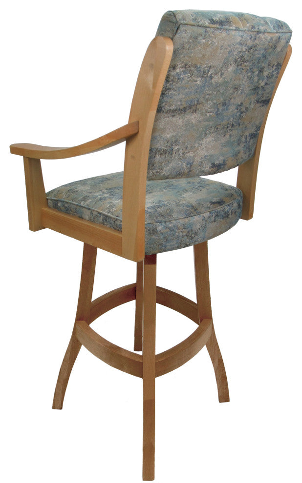 Swivel Counter Wood Bar Stool Casa on S-Base, Poet Sky on Natural, 30"