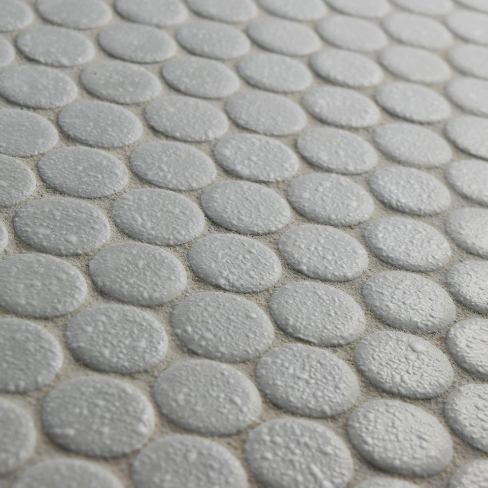 Hudson Penny Porcelain Mosaic Floor and Wall Tile, Crystalline Grey