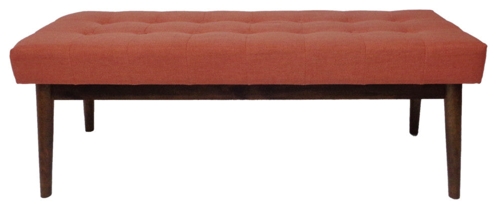 GDF Studio Flora Mid Century Tufted Fabric Ottoman, Coral