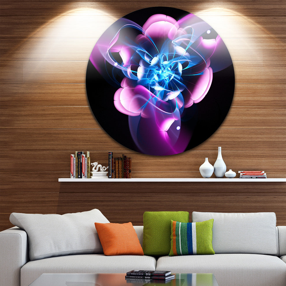 Blue Purple Fractal Flower Design, Abstract Round Wall Art, 11"