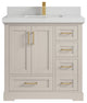 Boston 36" Center Sink Bath Vanity in Fine Grain 2" Carrara Quartz