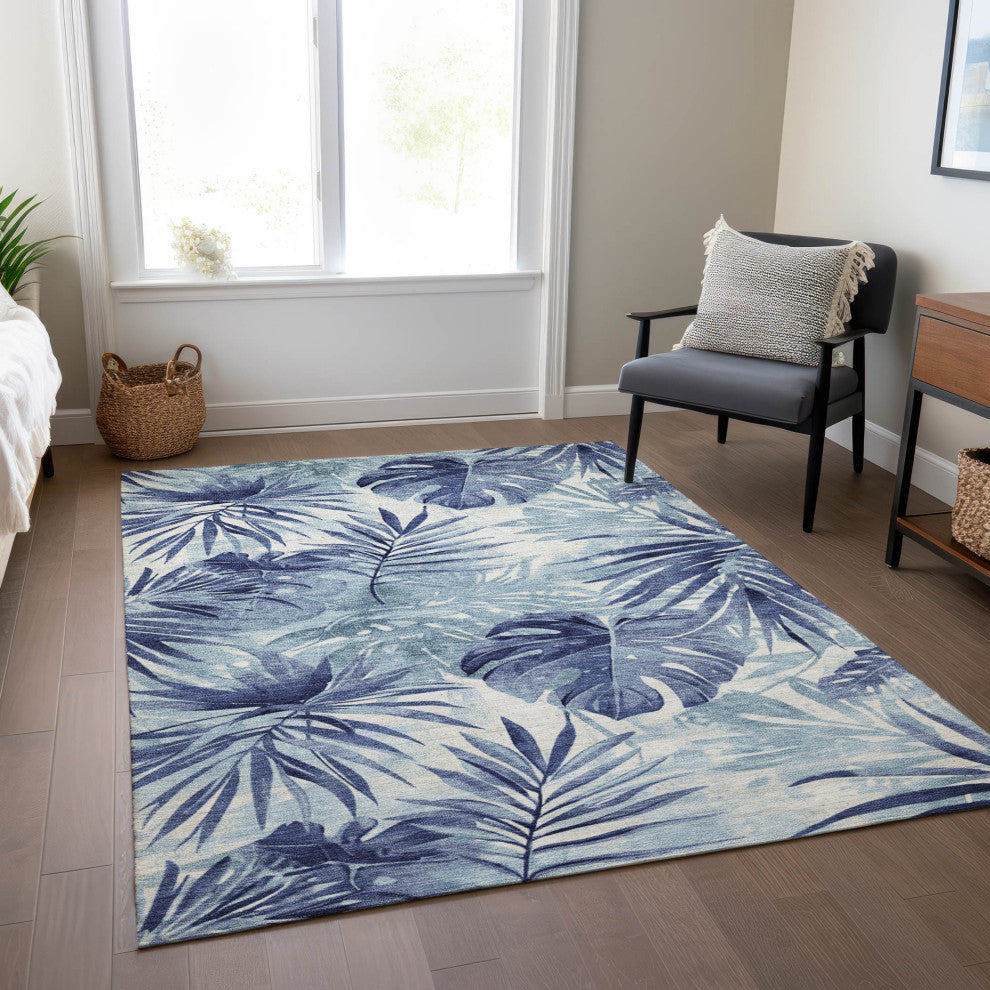 Machine Washable Indoor/Outdoor Chantille ACN1886 Blue 9' x 12' Rug