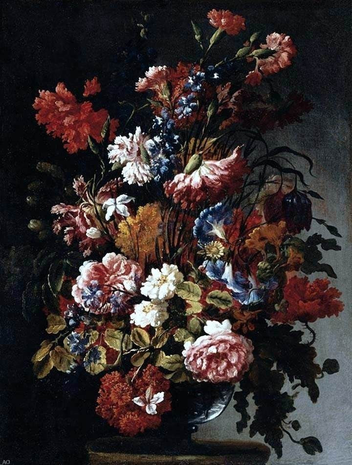 Paolo Porpora StillLife of Flowers Premium Canvas Print