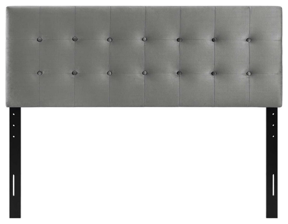 Gray Emily Full Biscuit Tufted Performance Velvet Headboard