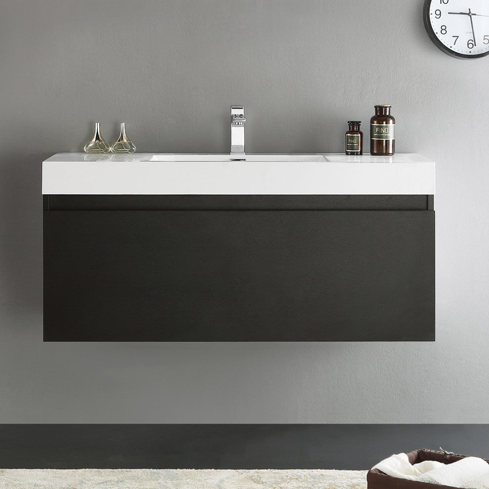 Fresca Mezzo 48" Black Wall Hung Cabinet With Integrated Sink