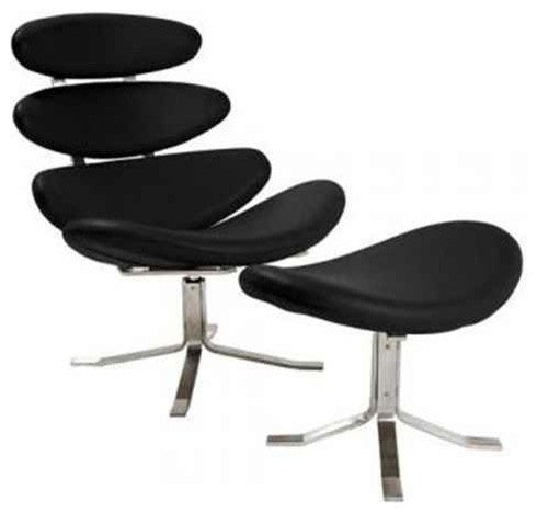 Modern Classics Crono Chair and Ottoman, Black