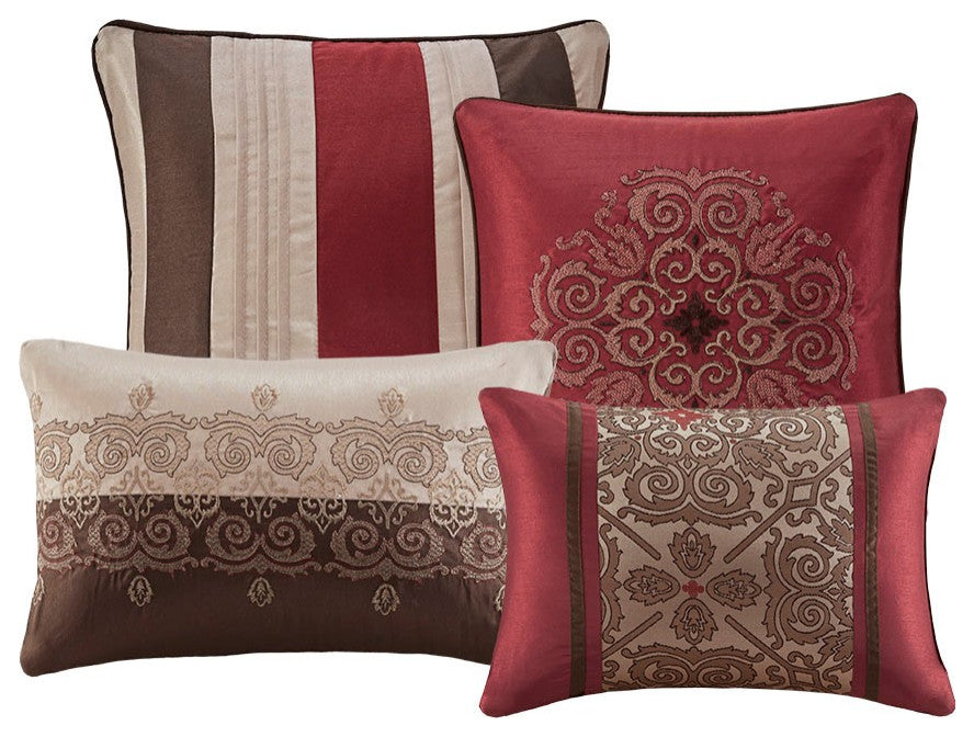 Madison Park Essentials Delaney 24-Piece Room-in-a-Bag Comforter Set, Red, Queen