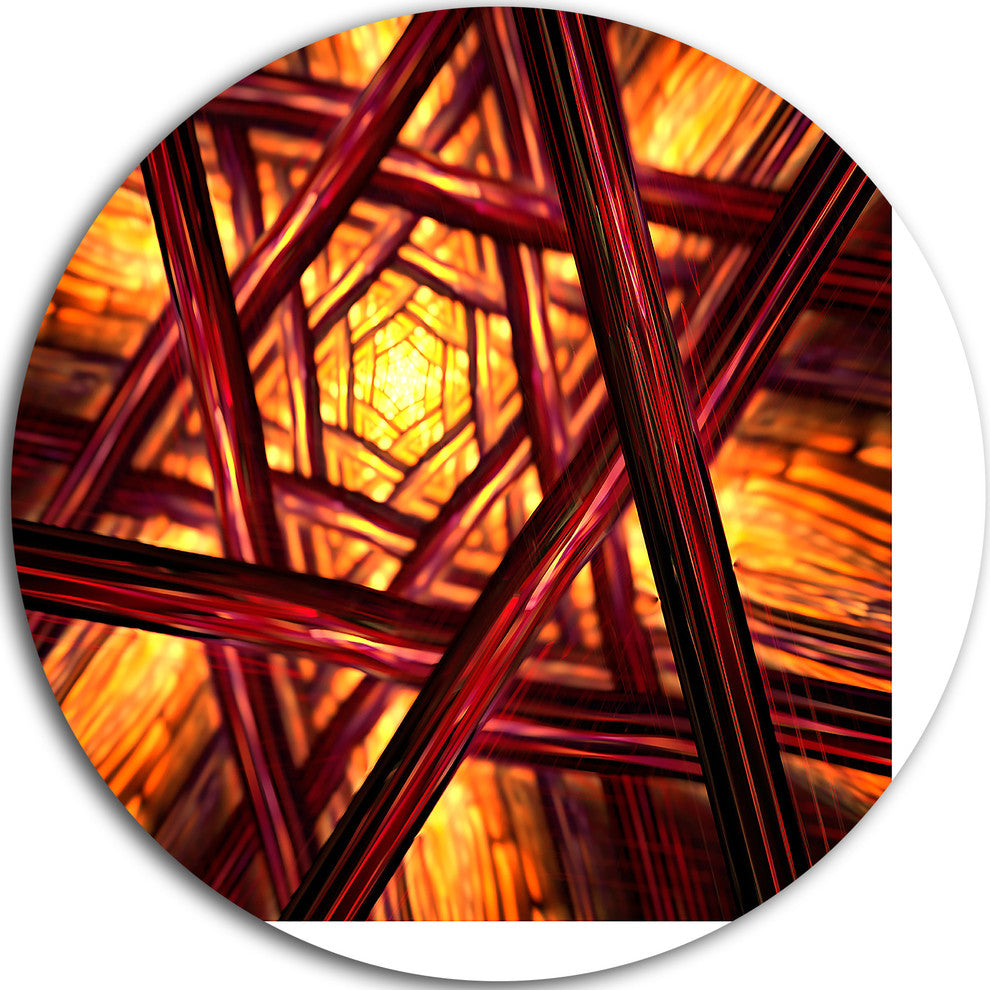 Fractal Mandala Design, Abstract Digital Art Round Wall Art, 23"
