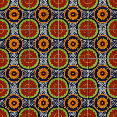4-Piece Bacanora Talavera Mexican Tile, 6x6"