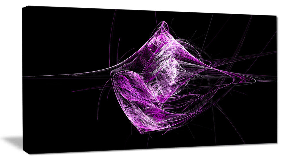 Purple on Black Fractal Illustration, Abstract Canvas Art Print, 40x20