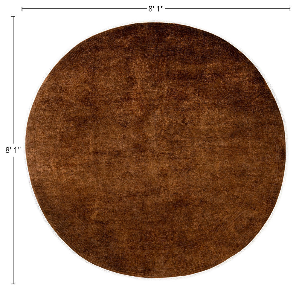 Overdyed One-of-a-Kind Hand-Knotted Area Rug Brown, 8' 1" x 8' 1"