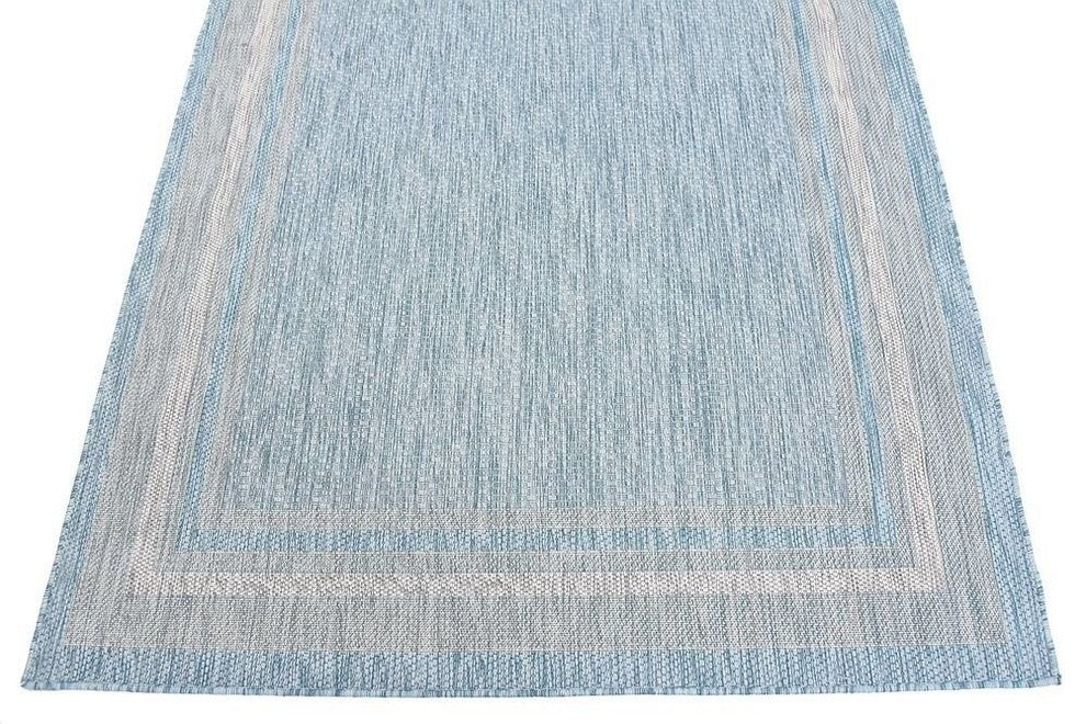 Unique Loom Aquamarine Soft Border Outdoor 5' 0 x 8' 0 Area Rug