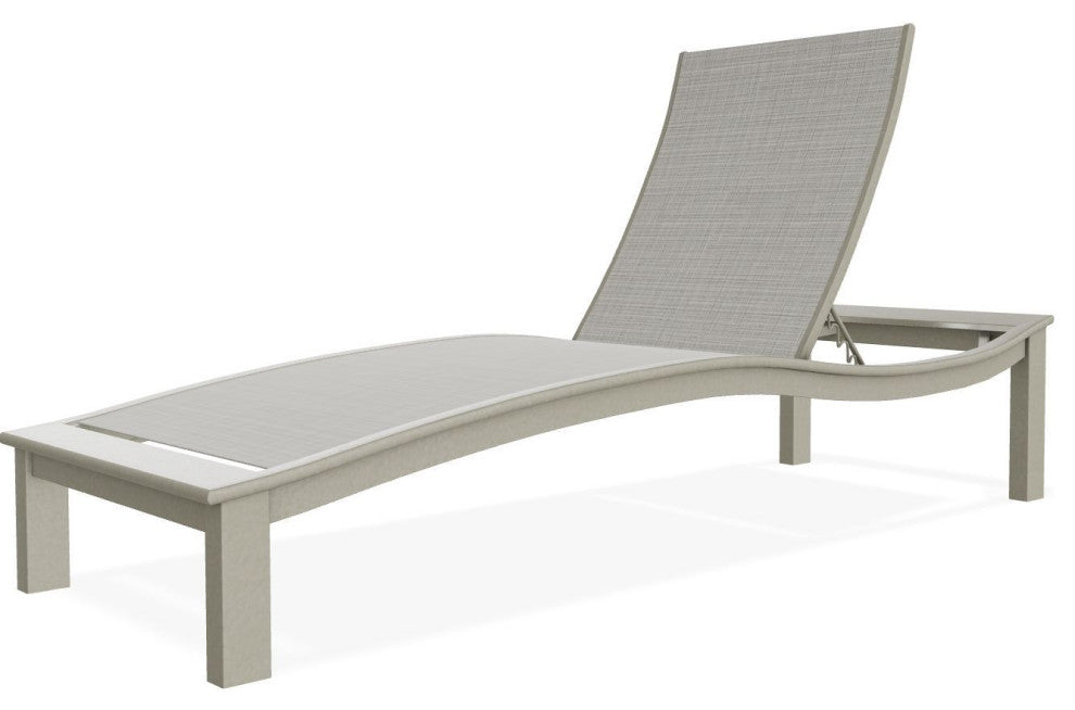 Bazza Sling 4-Position Contour Outdoor Chaise Lounge, Deacon/Storm