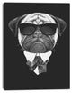 Pug Dog Portrait in Suit, Animal Canvas Art Print, 28"x60"