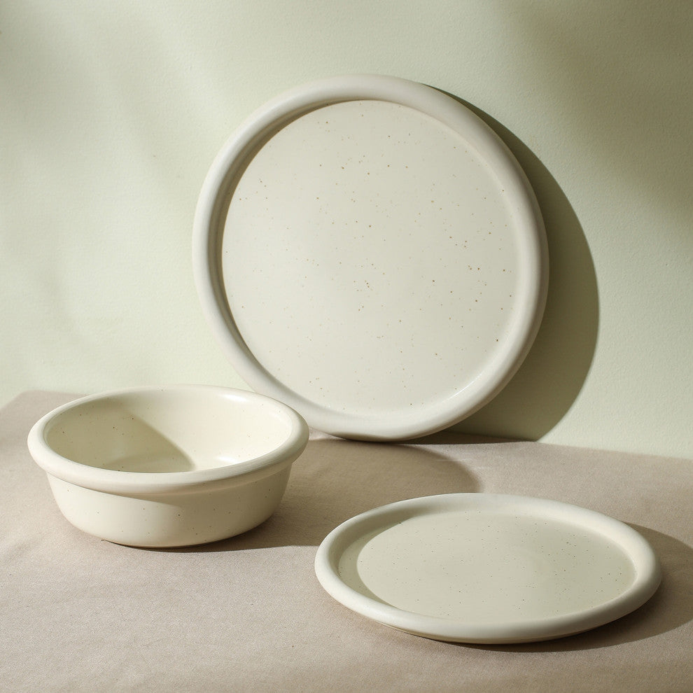 Stone Lain Capri Stoneware 12-Piece Dinnerware Set, White