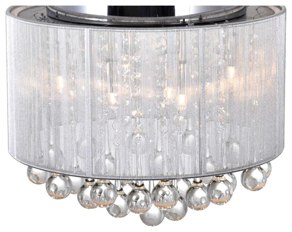 Water Drop 6 Light Drum Shade Flush Mount With Chrome Finish