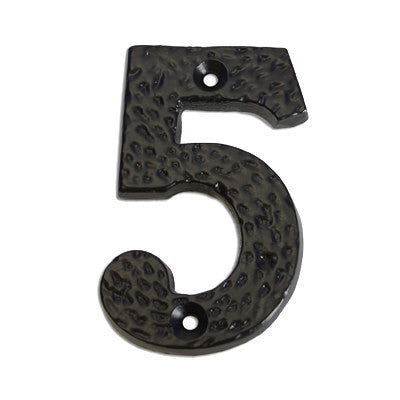 3" Iron Hammered Black Finish Numeral,  5