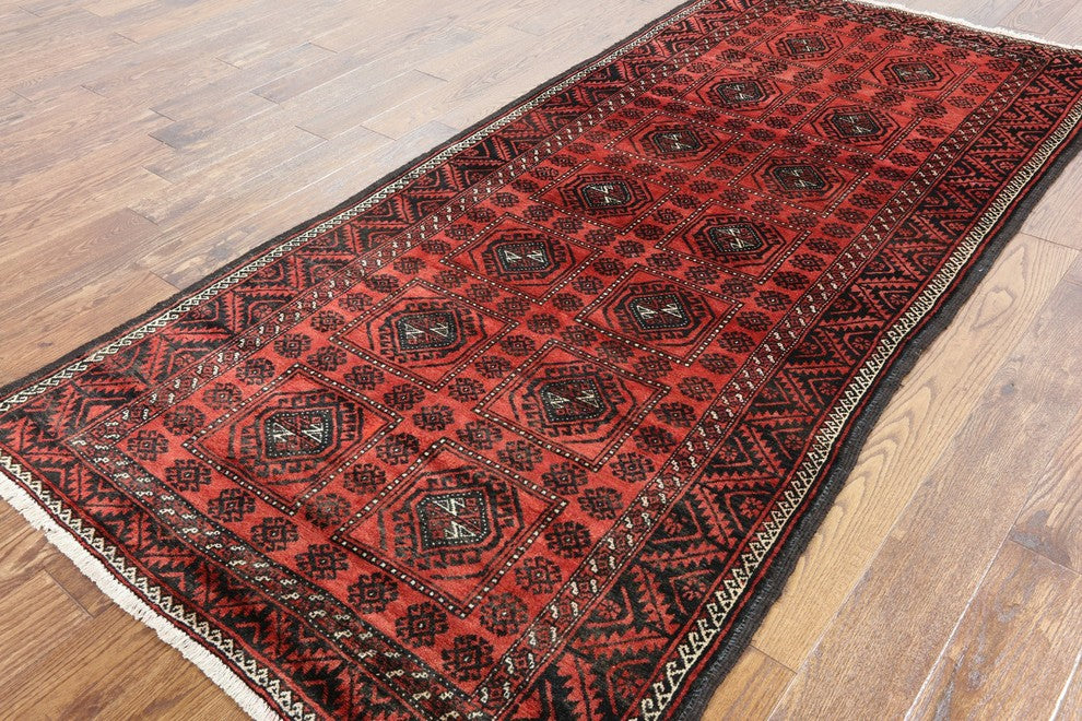 4'x9 Persian Balouch Traditional Wool Runner, W2324