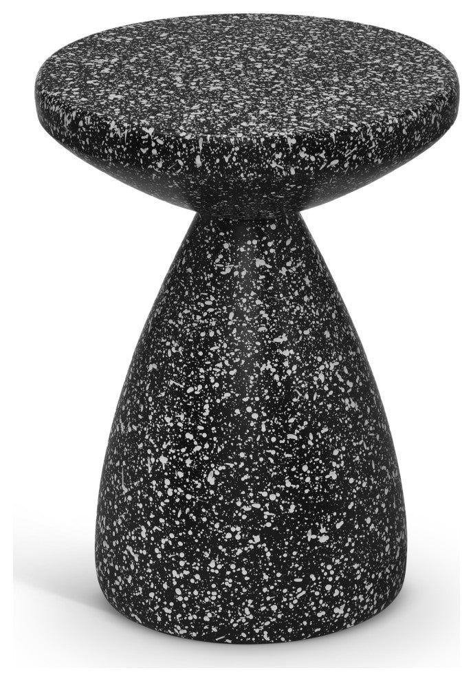 Anika Iron Terrazzo End / Side Table, Black