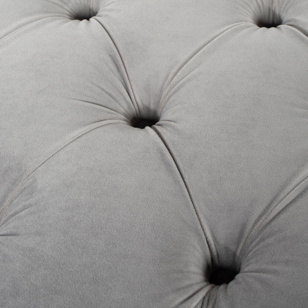 Jacqueline 58" Tufted Storage Bench, Opal Gray Velvet