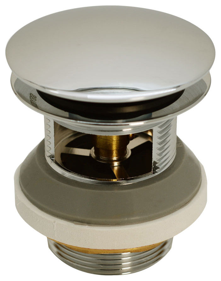 1-1/2" NPSM Tip-Toe Bathtub Drain with Illusionary No-Hole Faceplate, Polished Nickel