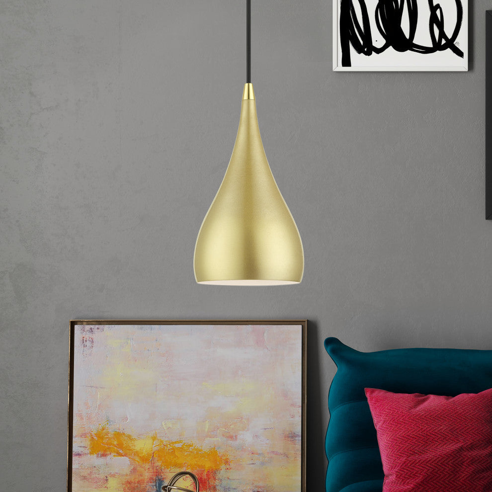 Amador 1 Light Soft Gold With Polished Brass Accents Mini Pendant