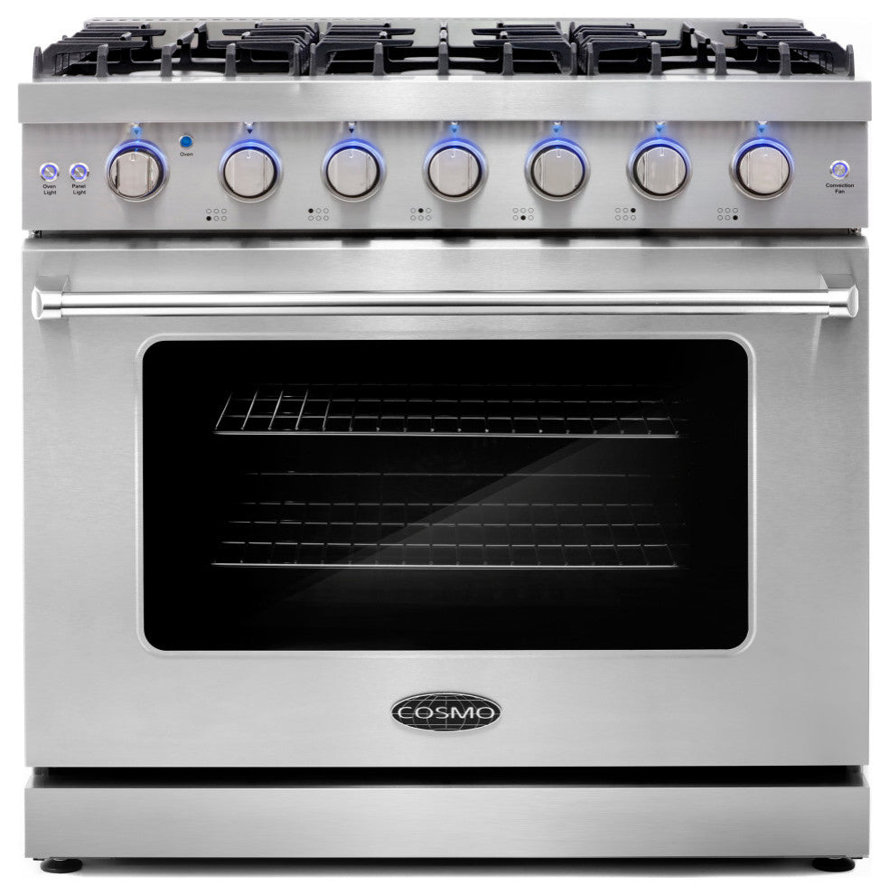 4-Piece, 36" Gas Range, Range Hood, Dishwasher and 48 Bottle Wine Cooler