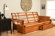 Mesa Frame Futon With Barbados Finish, Storage Drawers, Suede Peat