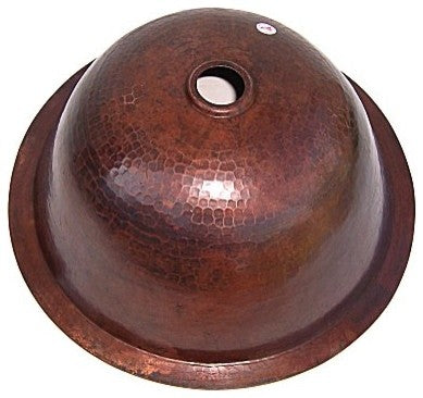 Undermount Hammered Round Bathroom Copper Sink