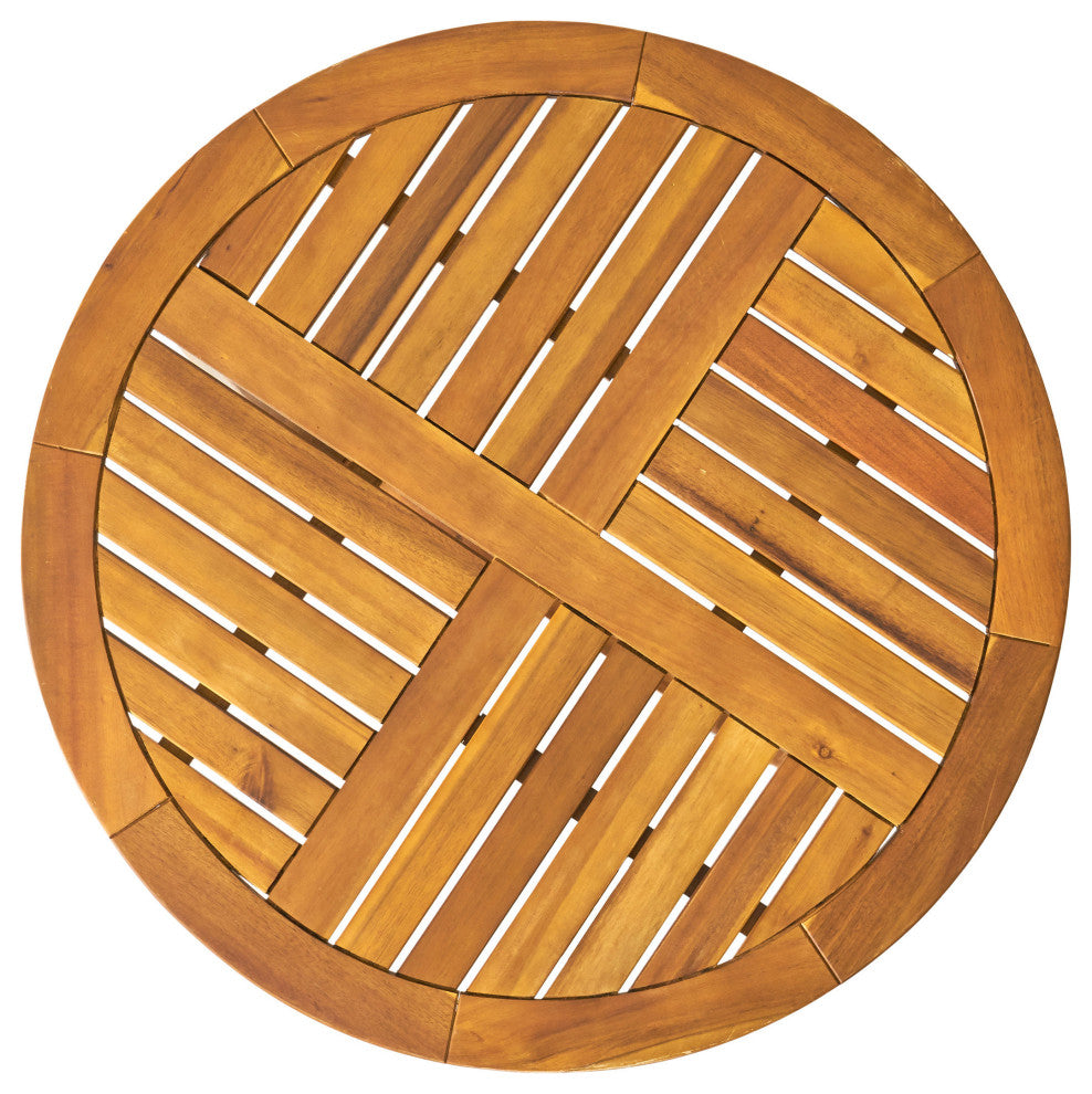 GDF Studio Navarro Outdoor Acacia Wood Bistro Table, Teak