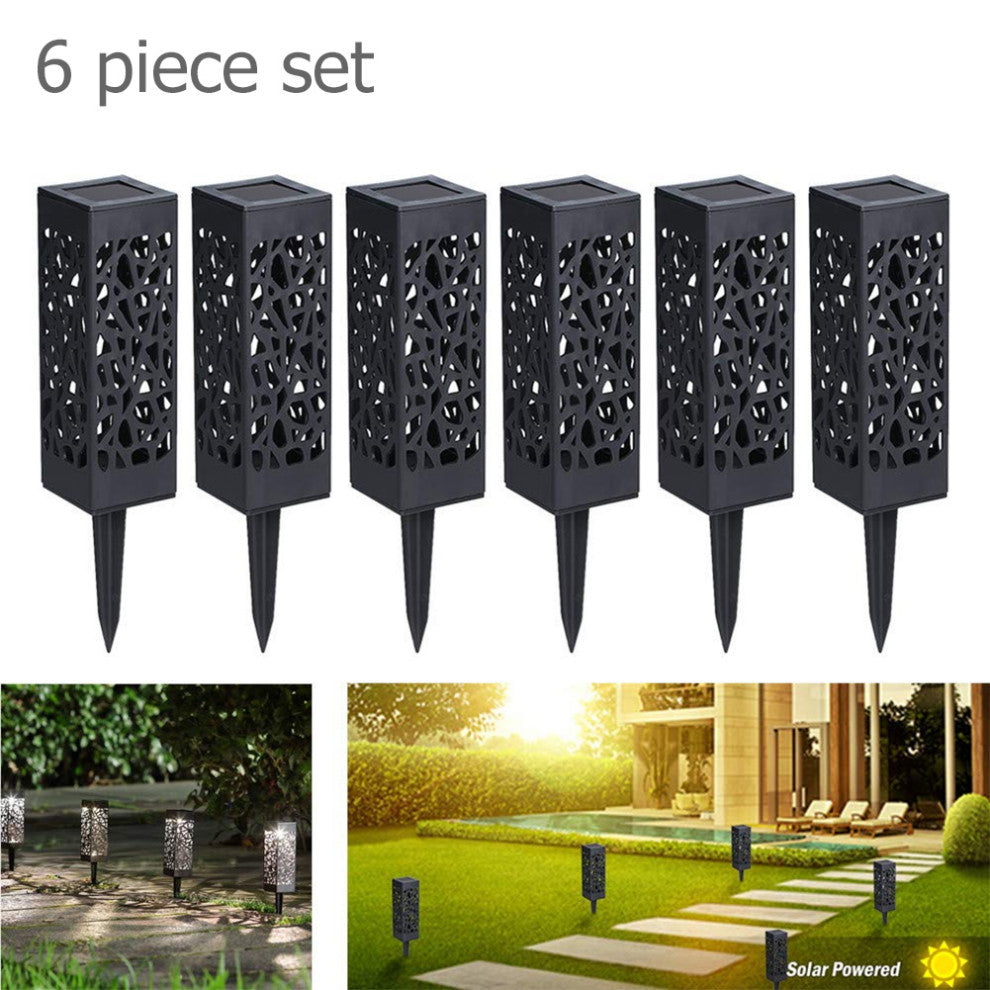 Modern Home Set of 6 Solar Powered LED Path Lights - Modern Deco Design - Light