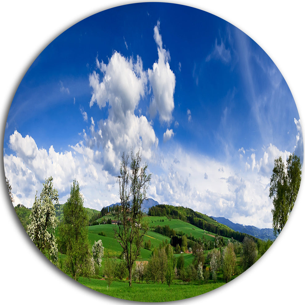 Green Blue Spring Landscape, Photo Disc Metal Wall Art, 11"