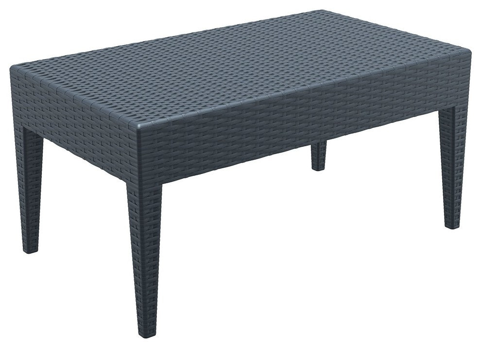 Miami Rectangle Resin Coffee Table, Dark Gray