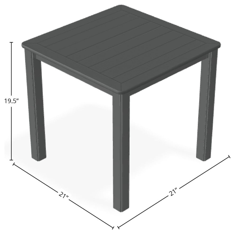 21" Square Marine Grade Outdoor End Table, Graphite