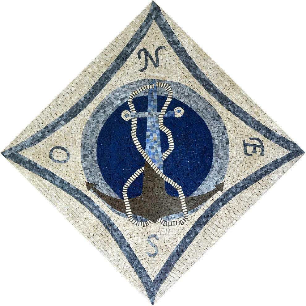 Anchor within a Nautical Compass, 24x24