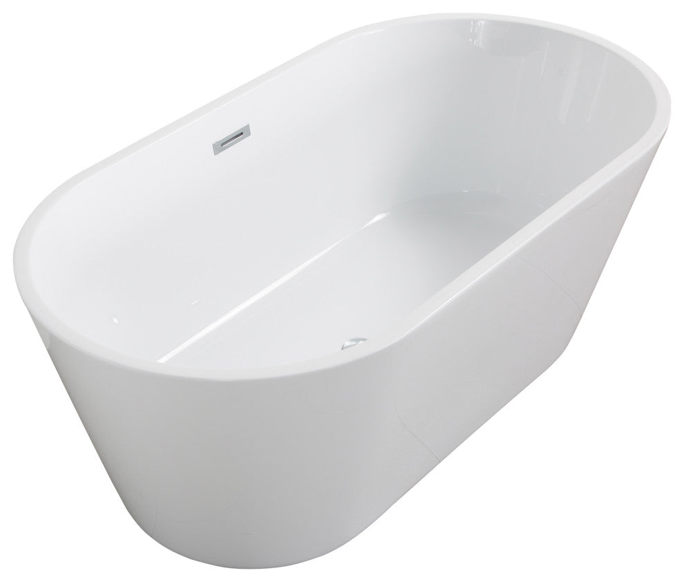 Acrylic Freestanding Soaking Bathtub in White, 67"29