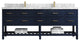 Parker 84 Double Sink Bathroom Vanity, Navy Blue 2" Carrara Marble