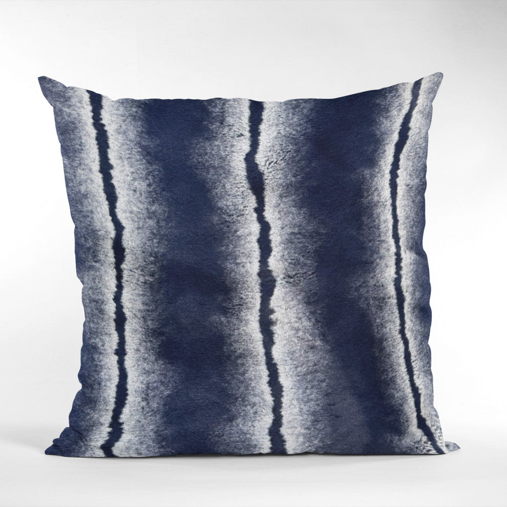 Plutus Navy Fluffy Fields Faux Fur Luxury Throw Pillow, Navy, 26" x 26"