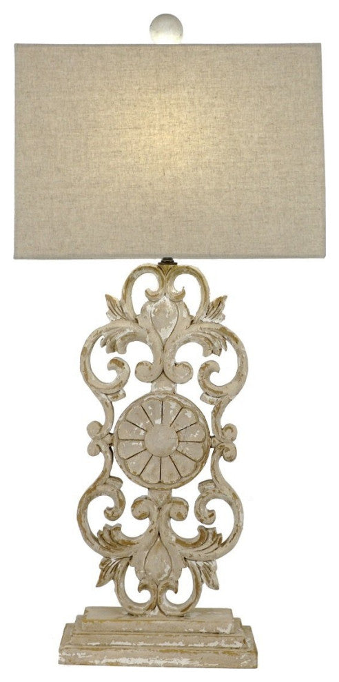 Elora Carved Wood Table Lamp