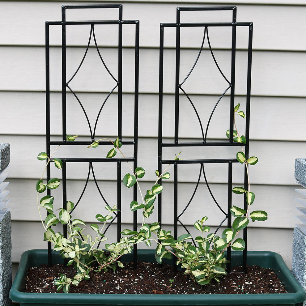 Sunnydaze 30" Durable Metal Wire Contemporary Garden Trellises, Set of 2