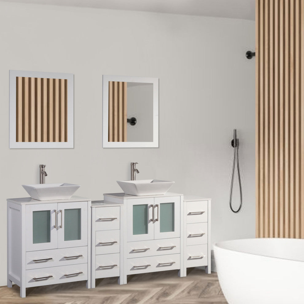 Vanity Art Bathroom Vanity Set With Sink, White, 72", Standard Mirror
