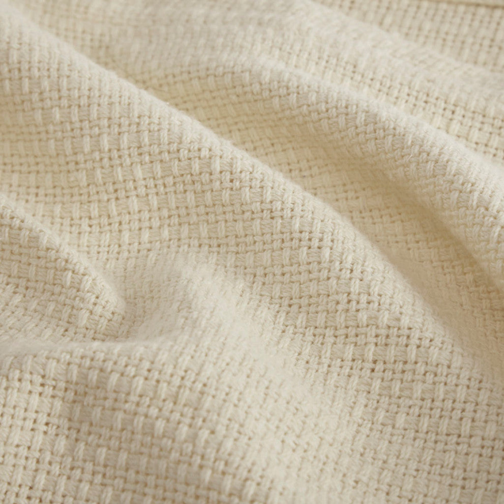 Madison Park Freshspun Basketweave All-Season Bedding Blanket, Beige