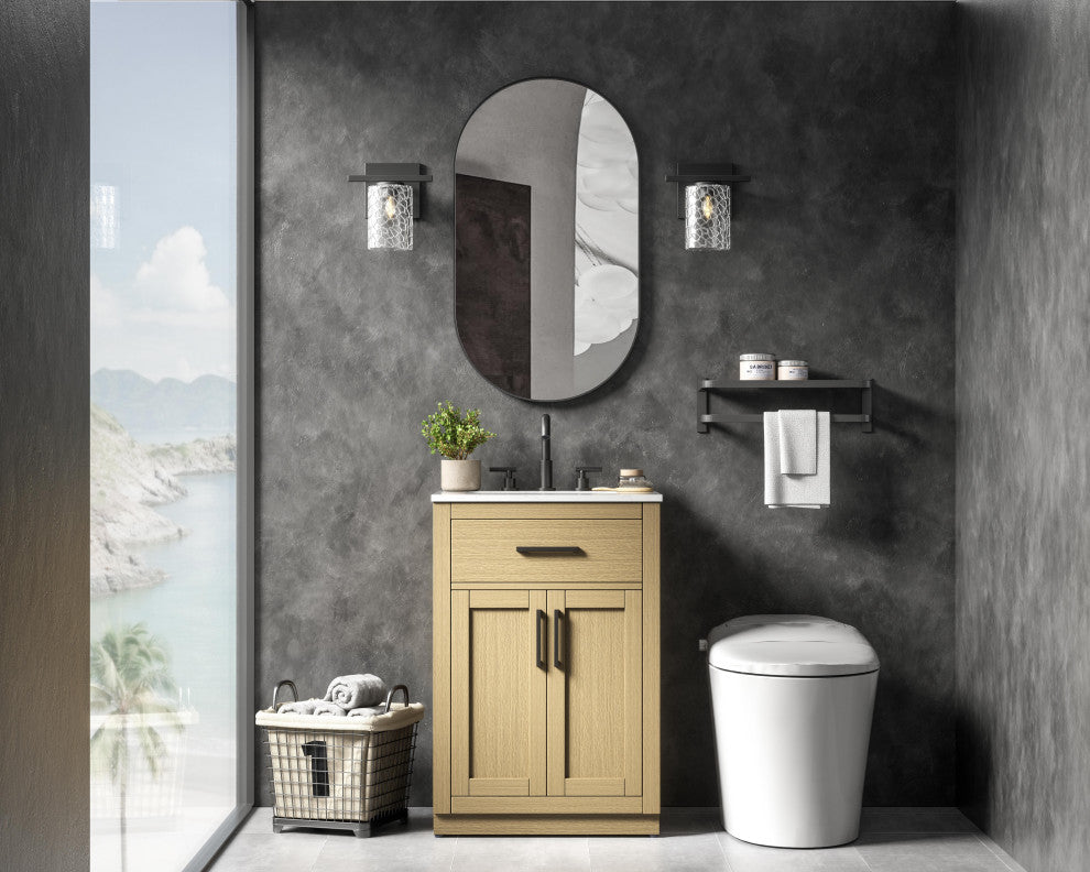 Home Living 24" Single Bathroom Vanity, Honey Brown
