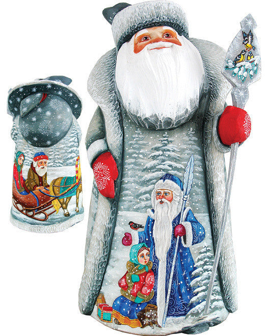 Time With Santa Childhood Santa, Woodcarved Figurine