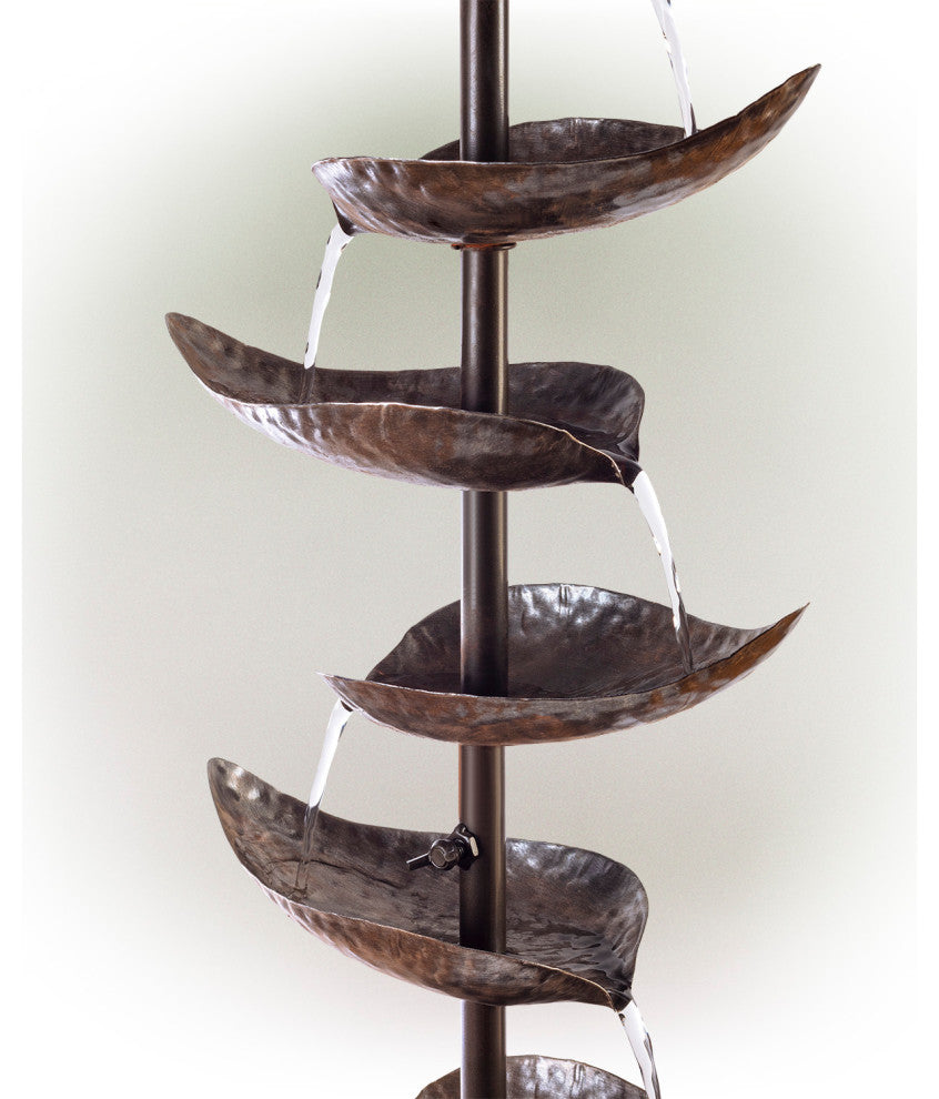 Alpine Rustic Metal Silver Tiered Fountain, 70" Tall